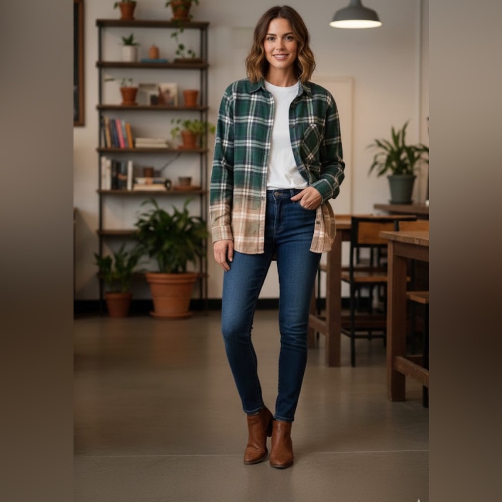 Aeropostale Blue and Cream Plaid Shirt